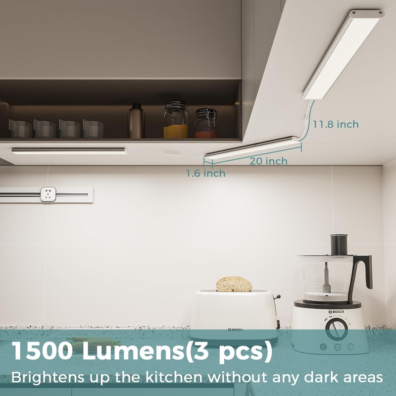 ASOKO RGB Under Cabinet Led Light Plug in, 3 Pack