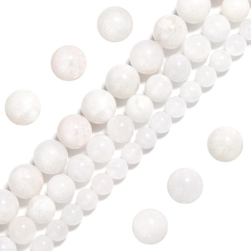 Natural Stone Beads 8 mm White Moonstone Polished Round Smooth