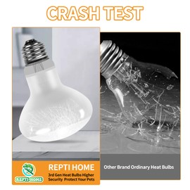 REPTI HOME New Upgrade Reptile Heat Lamp Bulb (3rd Gen No Broken), 50W 2 Pack Basking Spot Light for Reptiles & Amphibians,UVA Daylight Heat Bulb for Bearded Dragon, Turtle