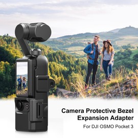 PULUZ Camera Expansion Adapter for DJI OSMO Pocket 3 Accessories,Protective Cage Cold Shoe Light Microphone Tripod Mount Bracket with 1/4 Thread Connector
