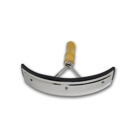 Stainless steel sweat scraper with wooden handle, for horses, donkeys, goats, with 2-in-1 scraping and cleaning function