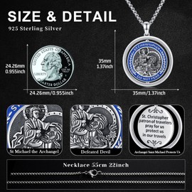 St Christopher Necklace For Men Women 925 Sterling Silver St Christopher Medal Protection Necklace Religious Jewelry Christmas Gifts