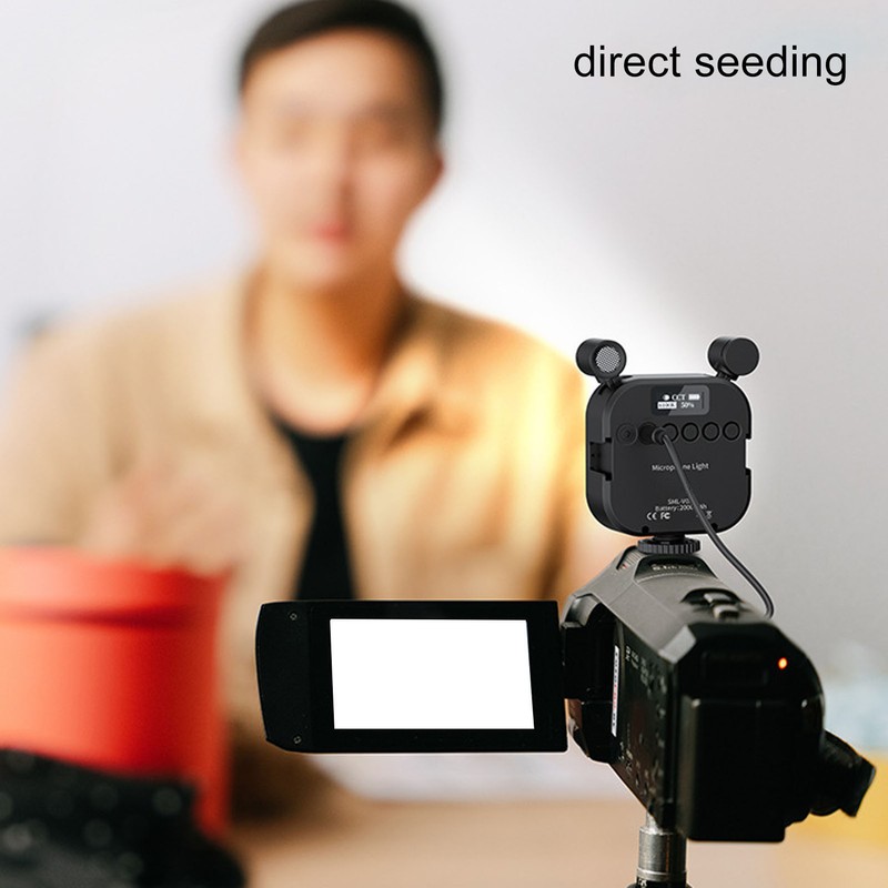 Stereo Microphone Light 10 Levels Brightness Dual Mic Fill Lamp