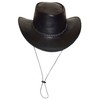 Black Jungle Broome Cowboy Hat Cowhide Leather with Chin Strap,