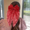 Red Glitter Sequin Hair Bow Clips for Women Girls Big