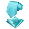 JEMYGINS Turquoise Tie and Pocket Square With Tie Clip Sets