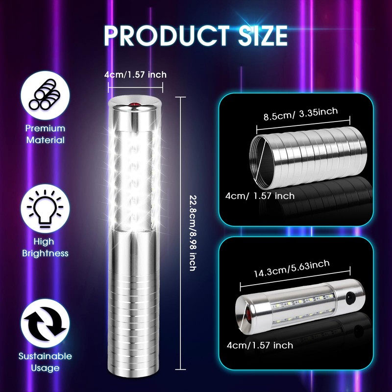 4 Pieces LED Strobe Baton Light Bottle Service Lights Bright