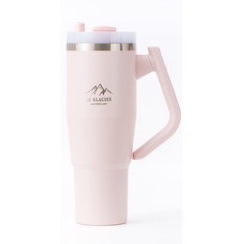 Thurston Tumbler – 40oz Stainless Steel Insulated Travel Cup with Handle & Straw Lid, Double-Wall Vacuum with All-in-One Rotational Handle & Retractable Straw for Hot & Cold Drinks (Light Pink)