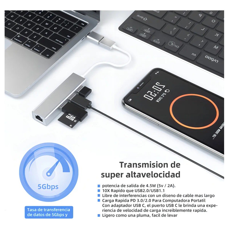 Adaptador Usb Ethernet C 3.0 A Rj45 Red Lan 4