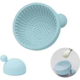 Limpiador de brochas de maquillaje, alfombrilla de limpieza de brochas de silicona suave para limpieza de brochas de maquillaje (Azul)