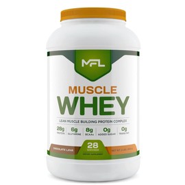 MFL Muscle Whey Protein 2 lbs l 26g of Protein l 8g BCAAs l 6g Glutamine l Low Carbs l 28 Servings (Chocolate Lava)