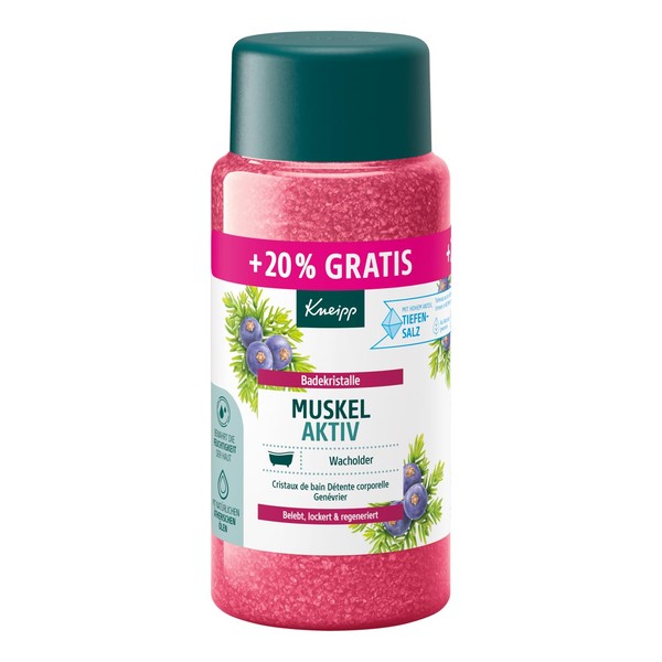 Kneipp Bath Crystals Muscle Active Special Size with Valuable Essential Juniper, Eucalyptus and Rosemary Oil, Warming and Soothing for Muscles, Limited Edition, 720 g