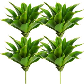 XunYee 4 Pcs Artificial Succulents Plants Large Fake Faux Unpotted Artificial Succulents Leaves Realistic Aloe Plant DIY Crafting Greenery Decor for Home Wedding Arrangement Festival (Green)
