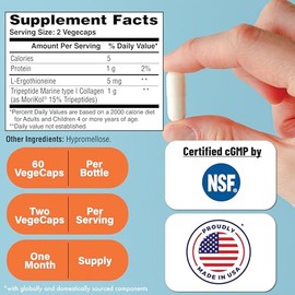 Health Thru Nutrition Skineu Collagen Tripéptido + L-Ergotioneína | Fórmula avanzada antienvejecimiento | Colágeno marino Morikol | Favorece la hidratación y elasticidad de la piel y la salud de las