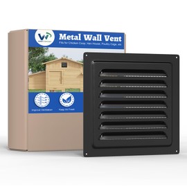 Wintcomfort Chicken Coop Metal Wall Vent, 10" x 10" Metal Shed Vent with Built-in Screen for Anti-Debris, Louver Vent Grille for Chicken Coop, Hen House, Poultry Cage, Rabbit Hutch, Black