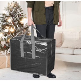 Christmas Ornaments Storage bags By ProPik Holiday Accessories Bag Tear-Proof Tarp 18 X 10 X 15 with Handles and Full Length Zipper (Black)