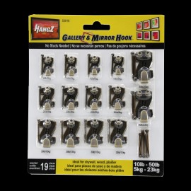 HangZ Gallery Picture Hangers Holds 10lb-50lb 14 Hooks per pack