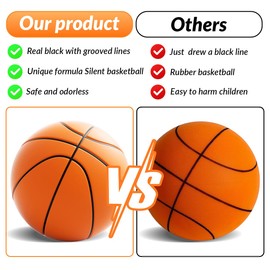 Haokelai Silent Basketball, Size 7 (24cm/9.4inch) 2025 New Dribble Dream Quiet Basketball Indoor, Uncoated High Density Foam Basketball, Soft Flexible Lightweight High Density Indoor Quiet Basketball