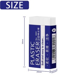 3 Pcs Soft Plastic Erasers White Pencil Eraser for School Office Drawing