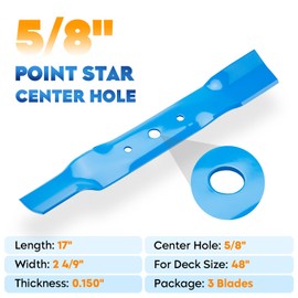AEagle GX20250 GY20568 High Lift Blade for John Deere L130 L120 S120 Scotts L2048 L2548 Sabre 1948GV 1948HV 2148HV 48 Inch Deck Lawn Tractor Mower Blades Parts 330-619 3 Pack (Blue)