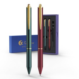Zalantan pens 0.5MM Retractable Metal Gel Pen fancy pen Premium Metal Barrel nice pens Smooth Writing Archival Ink Leak-Proof, Ideal Gift Set - 2 Pens/Box with 2 Refills