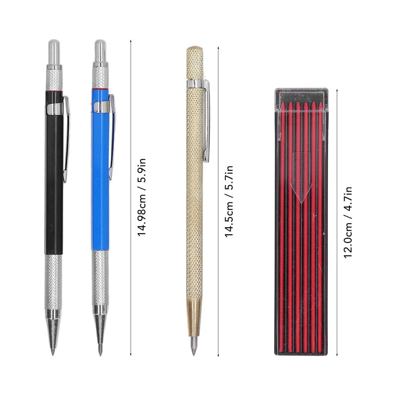 Carpenter Pencil Set 2 Scribers 36 Refills 4 All Metal