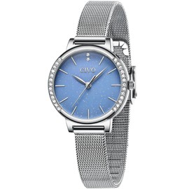 CIVO Ladies Watches Stainless Steel Waterproof Minimalist Women Watches Ultra Mesh Band Elegant Classic Casual Analogue Wrist Watches for Ladies Silver