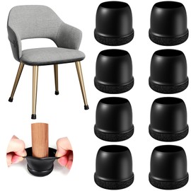 24 Pcs Chair Leg Protectors for Hardwood Floors, Silicone Felt Furniture Leg Cover Pad for Protecting Floors from Scratches and Noise, Smooth Moving for Chair Feet, Round(Black, Fit:1.1"-1.4")