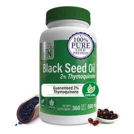 Health Thru Nutrition Black Seed Oil 500mg 360 Softgels | High Potency 2% Thymoquinone | 3rd Party Tested | Pure Cold Pressed | Organically Grown | Non-GMO, Gluten Free, Soy Free
