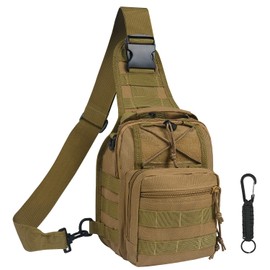 flintronic Tactical Shoulder Bag, Tactical Molle Sling Chest Pack, Laptop Daypack Daysack Military Mini Backpack for Hiking,Cycling, Traveling (Include 1*Keychain)