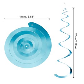 MECCANIXITY 30 Pcs Light Blue Party Hanging Swirls Single Strip Hanging Decorations 27.6 inch Foil Swirling Hanging Plastic Ceiling Streamers for Birthday Party with Hang Tag String,Hook