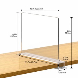 Aolloa 12 PCS Shelf Dividers for Closet Organization Acrylic Clear Closet Shelf Divider for Wooden Shelving Suitable for Wooden or Vertical Shelves Or Bedroom, Kitchen and Office