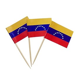 100 Pcs Venezuela Flag Venezuelans Toothpick Flags, Small Mini Stick Cupcake Toppers Venezuelans Flags,Country Picks