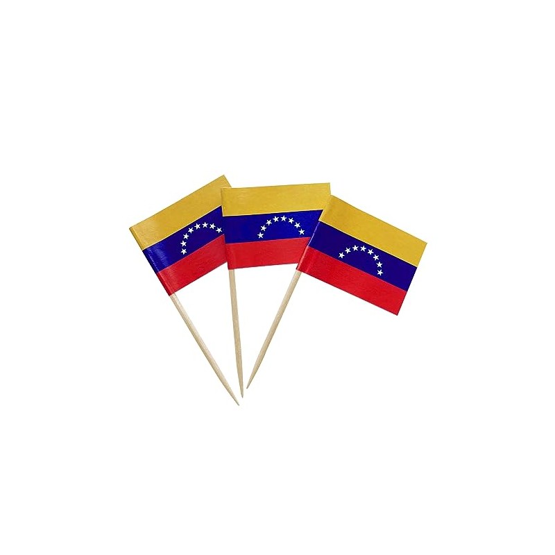 100 Pcs Venezuela Flag Venezuelans Toothpick Flags, Small Mini Stick