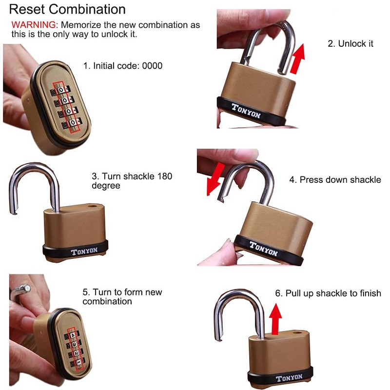 riin 2X Combination Padlock Alloy Indoor Outdoor Rust Proof Weather