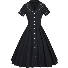 GownTown Women's 1950s Vintage Dresses Cap Sleeves Cocktail Stretchy Dresses with Pocket