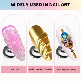 3D Nail Gel Art and Gold White Pearl Chrome Nail Powder Kit, 3 in 1 No Wipe Clear 3D Sculpting Gel for Nail Art, 15g Semi Solid Gel Nail Glue for Carving Molding Chrome Powder Rhinestone Manicure