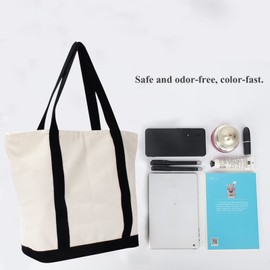 kaxilu Blue Zippered Canvas Tote Bag 16.5"x 14"x5" Heavy Duty Plain Tote Bags 4PCS Reusable Canvas Tote Bags Bulk Cloth Grocery Bags