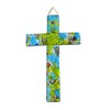 Murano Glass Cross Approx. 14.5 x 9 cm Blue/Green