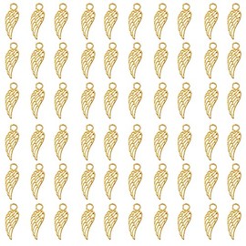 CellCase 100pcs 3/4 inch Angel Wings Feather Pendant Charm for DIY Jewelry Making Supplies (Gold)