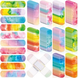 Kids Bandages Bulk Tie Dye Bandages for Kids Cute Waterproof Flexible Adhesive Bandages Breathable Care for Child Baby Toddlers Cuts Scrapes Wounds Burn, 10 Styles (120 Pcs)