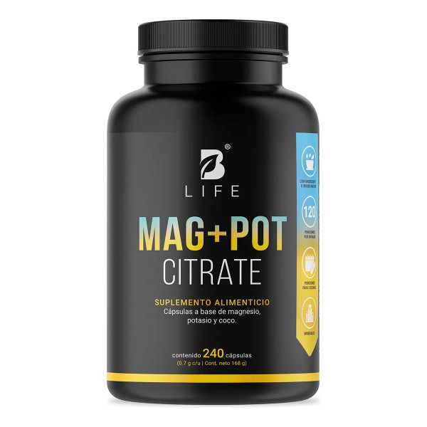 Citrato De Magnesio/potasio 240 Caps. Mag+pot Citrate B Life Sabor