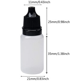 kuou 100 Pcs Squeezable Dropper Bottles, Translucent Plastic Eye Liquid Empty Dropper 10ml