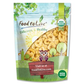 Food to Live Organic Banana Chips, 2 Pounds Sweetened, Unsulfured, Non-GMO, Kosher, Vegan, Bulk