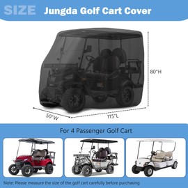 Jungda Golf Cart Covers 4 Passenger,Waterproof Golf Cart Rain Cover for Most Brand Golf Cart,All-Season Protective Golf Cart Accessories - 115" L x 50" W x 80" H