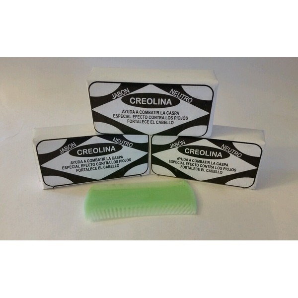 3 Creoline lice Soap Glycerin, free Comb/Jabon neutro Creolina y