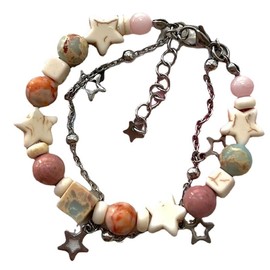 Tyadorw Y2k Star Beaded Bracelets Kawaii Double Layer Bracelet for Women Trendy Fairycore Jewelry Fairy Grunge Accessories, synthetic-resin, no gemstone