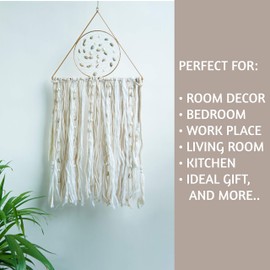 Macrame Wall Hanging Boho Chic Woven Wall Hanging Home Décor, Beautiful Geometric Wall Art or Wall Decorations for Living Room, Dorm Room Décor, Apartment, Bedroom, Nursery, 14" x 35"