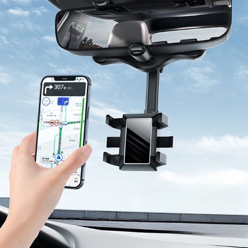 Miniduino 360° Car Phone Holder Rotatable And Retractable Rearview Mirror