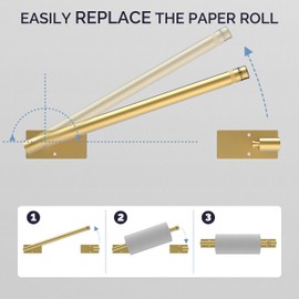 WZKALY Paper Towel Holder Under Cabinet, Self Adhesive or Wall Mounted SUS304 Stainless Steel Paper Towel Holder for Kitchen, Bathroom, Farmhouse, Barbecue and Laundry (Brushed Gold)